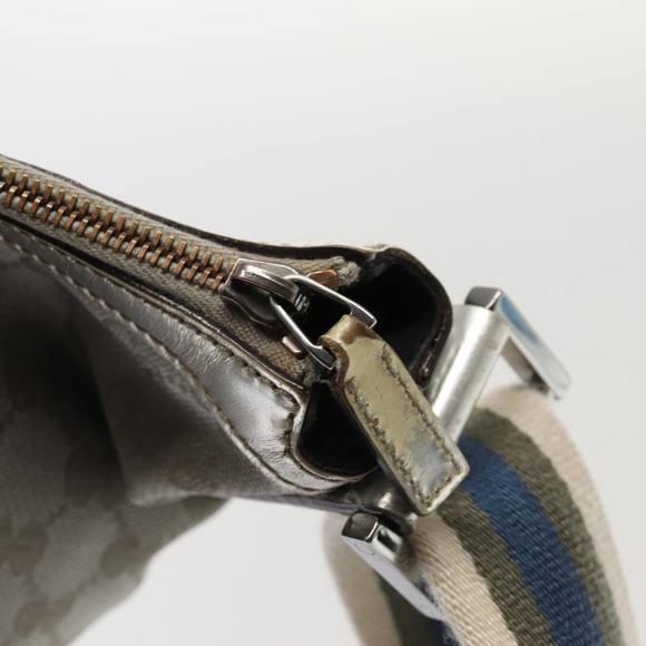 GUCCI GG Canvas Sherry Line Shoulder Bag Silver Gray 181092 Auth 80134 - Picture 15 of 16